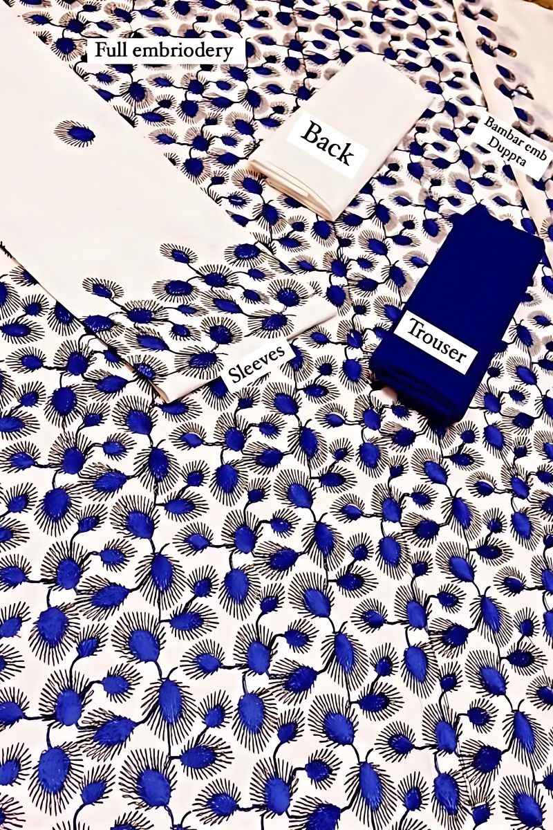 Libaas by Zimal - 3PC Unstitched – Embroidered Lawn Shirt & Trouser with Embroidered Bamber Dupatta – LBZLE-9775